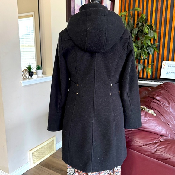 DETAILS INT Black Lined Trench Coat Gold Toned Buttons and Zipper Size XSmall - Picture 4 of 16